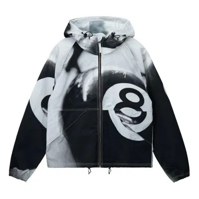 Stussy 8 Ball Beach Shell Jacket 'grayscale' In Nude