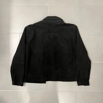 Pre-owned Stussy 8 Ball Bing Suede Leather Jacket In Black