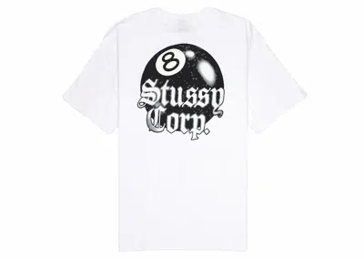 Pre-owned Stussy 8 Ball Corp. Tee Shirt In White