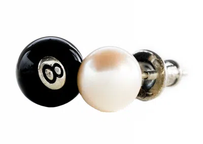 Pre-owned Stussy 8 Ball Earring In Sterling Silver
