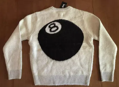 Pre-owned Stussy 8 Ball Heavy Brushed Mohair Sweater Cream In White
