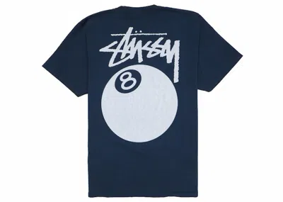 Pre-owned Stussy 8 Ball Pigment Dyed Tee Shirt In Navy Blue