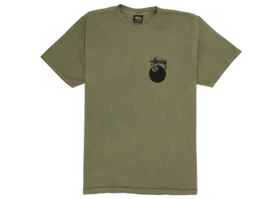 Pre-owned Stussy 8 Ball Pigment Dyed Tee Shirt In Olive