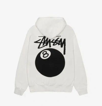 Pre-owned Stussy 8 Ball Pigment Dyed Zip Hoodie Natural, 100% Authentic In White