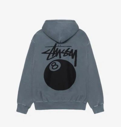 Pre-owned Stussy 8 Ball Pigment Dyed Zip Hoodie Navy, 100% Authentic In Blue