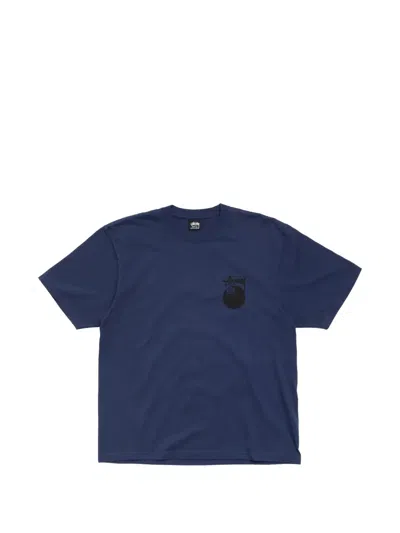 Stussy 8 Ball Pigment-dyed Logo-print T-shirt In Blue