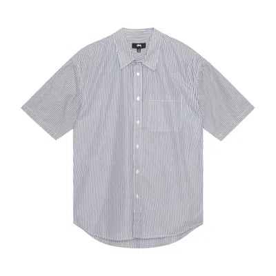 Pre-owned Stussy 8 Ball Stripe Boxy Short-sleeve Shirt 'navy' In Blue