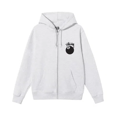 Pre-owned Stussy 8 Ball Zip Hooded Sweatshirt 'ash Heather' | Grey | Men's Size M In Gray