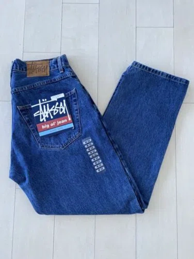 Pre-owned Stussy 90s Vintage  Big Ol' Jeans 32r Made In Usa Blue Denim With Tags