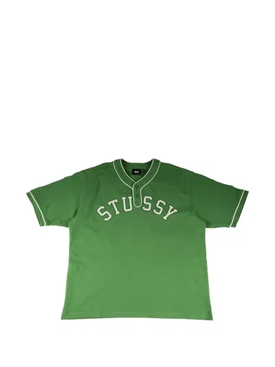 Stussy Arch V-neck T-shirt In Green
