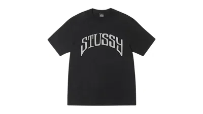 Pre-owned Stussy Arched Pigment Dyed Tee Shirt In Black