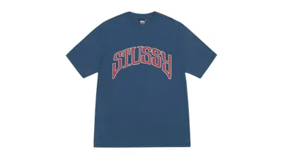 Pre-owned Stussy Arched Pigment Dyed Tee Shirt In Navy Blue
