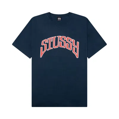 Pre-owned Stussy Arched Pigment Dyed T-shirt 'navy' | Blue | Men's Size M