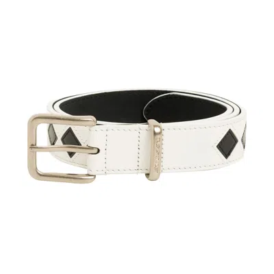Pre-owned Stussy Argyle Leather Belt 'bone' | Cream | Men's Size S/m