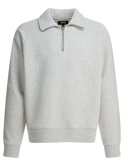Stussy Ash Heather Cotton Blend Sweatshirt In Gray