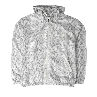 Pre-owned Stussy Athletic Mesh Zip Hoodie 'snake' | Grey | Men's Size Xl