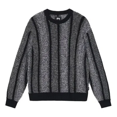 Stussy Baja Loose Gauge Sweater 'grey' In Black