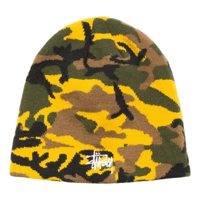 Stussy Basic Camo Knit Skullcap 'yellow Camo' In Multi