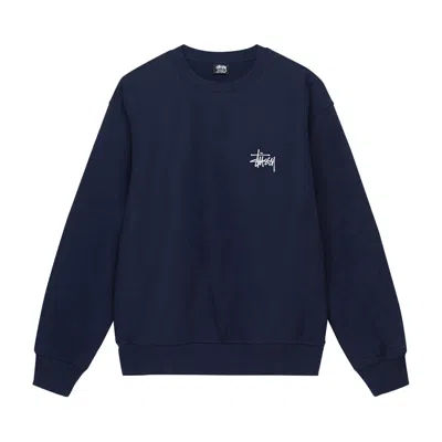 Pre-owned Stussy Basic Crew 'navy' In Blue