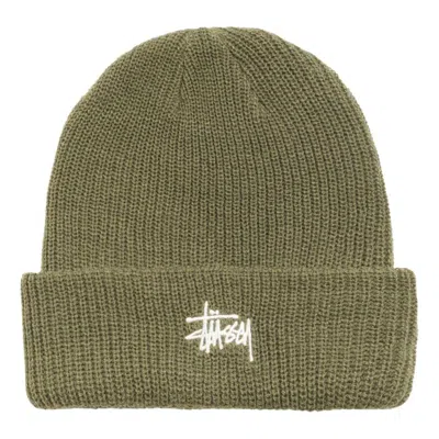 Stussy Basic Cuff Beanie 'dark Olive' In Green