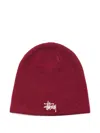 Stussy Basic Logo-embroidered Beanie Hat In Red