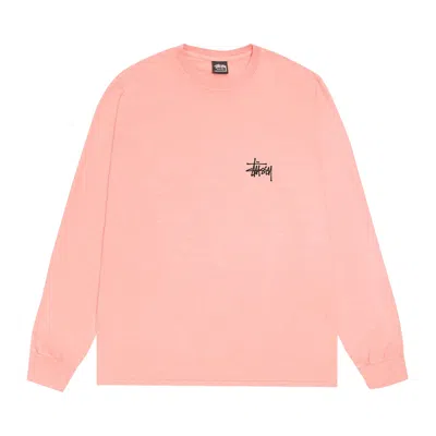 Pre-owned Stussy Basic Long-sleeve Tee Pigment Dyed 'coral' In Pink