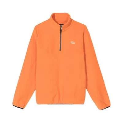 Pre-owned Stussy Basic Polar Fleece Mock 'orange' | Men's Size L