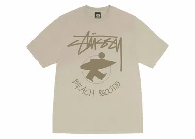 Pre-owned Stussy Beach Roots Pigment Dyed Tee Shirt In Khaki