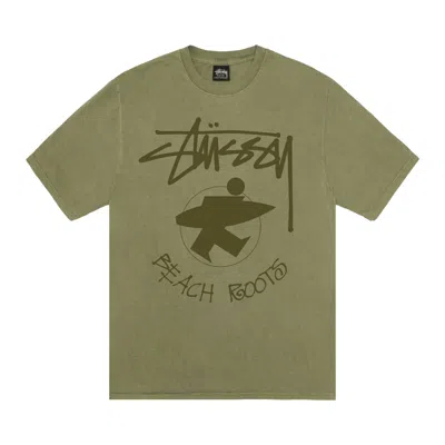 Pre-owned Stussy Beach Roots Tee 'olive' In Green