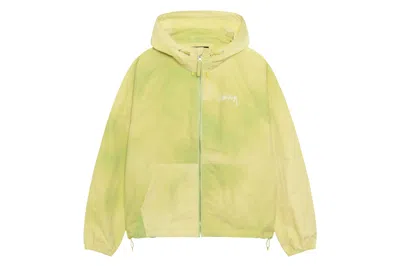 Pre-owned Stussy Beach Shell Wave Dye Hooded Sweatshirt Lime
