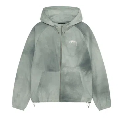 Pre-owned Stussy Beach Shell Wave Dye Zip Hoodie 'sage' In Green