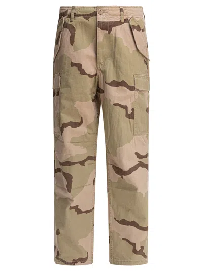 Stussy Beige Cotton Trousers In Green