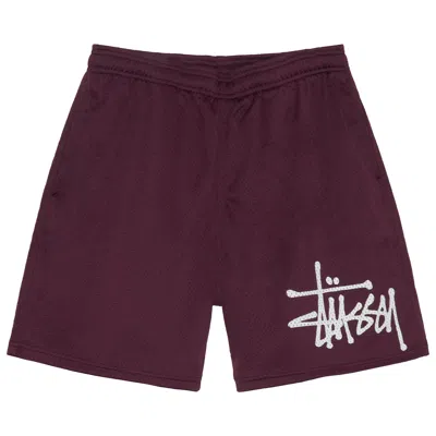Pre-owned Stussy Big Basic Mesh Short 'plum' In Red