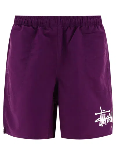 Stussy Logo印花泳裤 In Purple