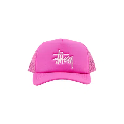 Pre-owned Stussy Big Basic Trucker Cap 'hot Pink'