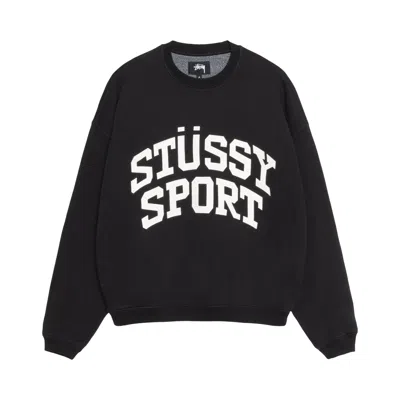 Pre-owned Stussy Big Crackle Sport Crewneck 'washed Black'