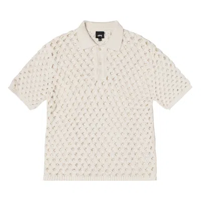 Pre-owned Stussy Big Mesh Polo Sweater 'ivory' In Cream