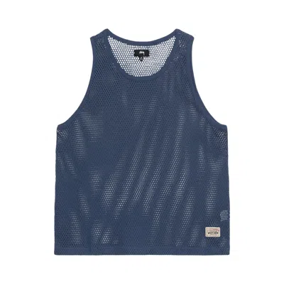 Pre-owned Stussy Big Mesh Tank 'navy' In Blue