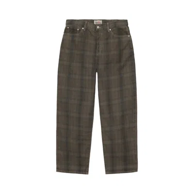 Pre-owned Stussy Big Ol' Plaid Jean 'olive' In Multi-color