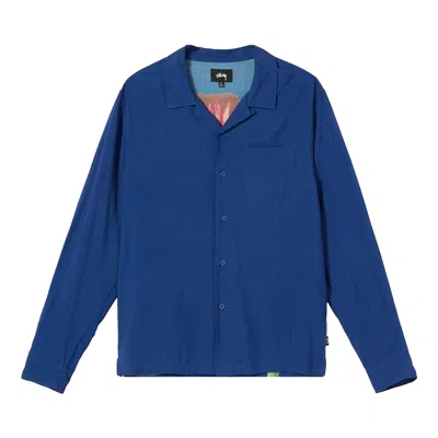 Pre-owned Stussy Big Poppy Long-sleeve Shirt 'blue'