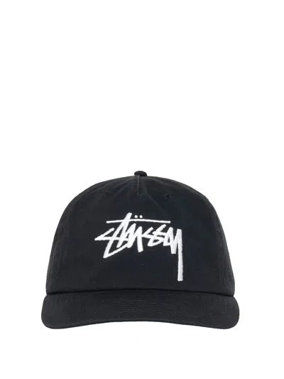 Stussy Big Stock Mid Depth Cap In Black