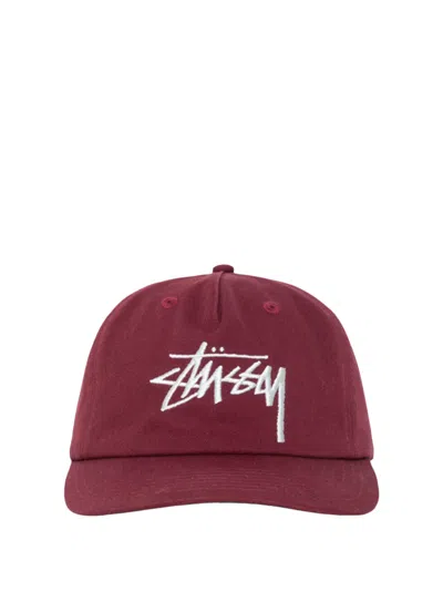 Stussy Big Stock Mid Depth Cap In Burgundy