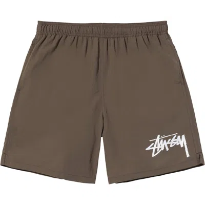 Pre-owned Stussy Big Stock Water Short 'brown'