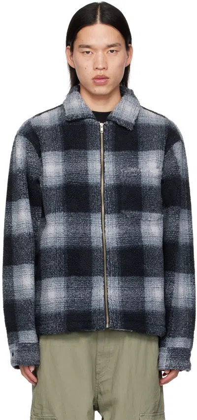 Stussy Black & Gray Check Jacket In Blac Black