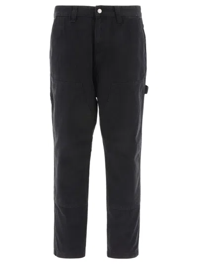 Stussy Black Cotton Trousers In Animal Print
