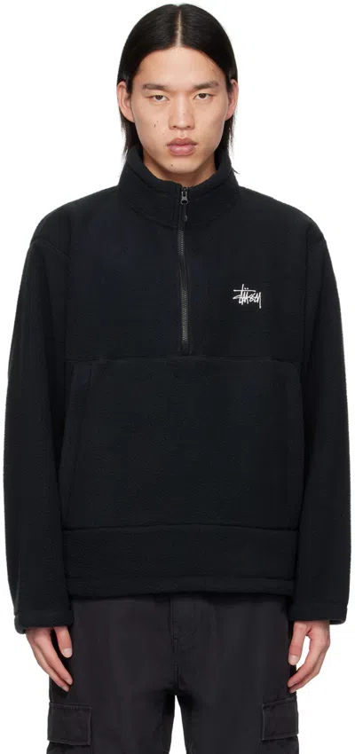 Stussy Black Half-zip Sweater In Blac Black