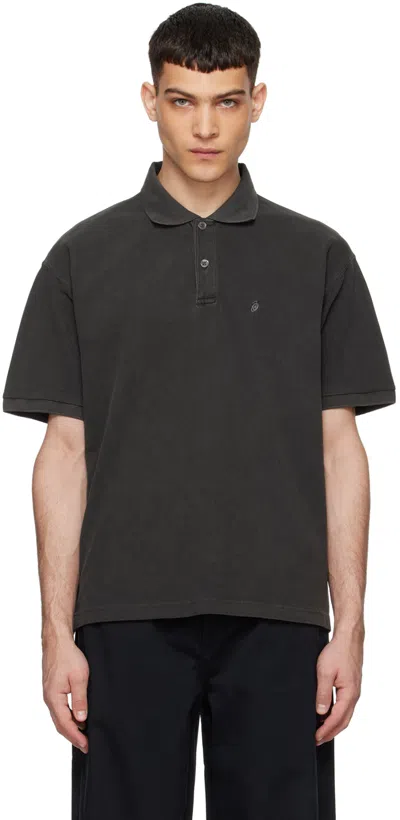 Stussy Black Pigment-dyed Polo In Blac Black