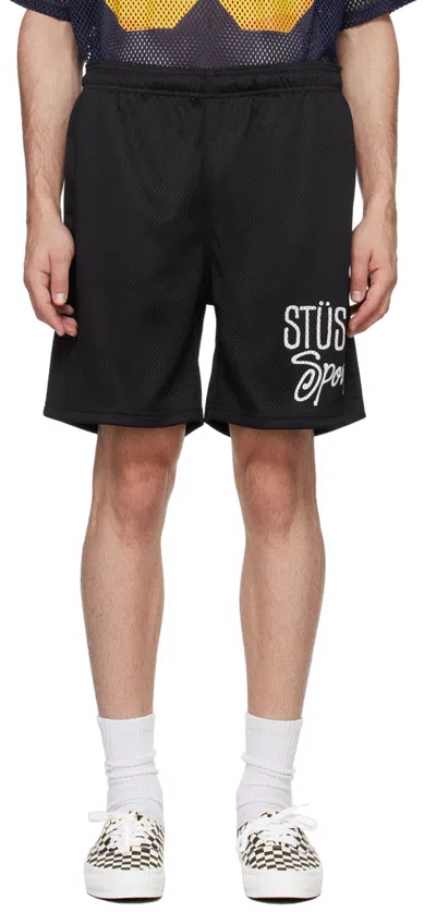 Stussy Mesh Sport Track Shorts In Black