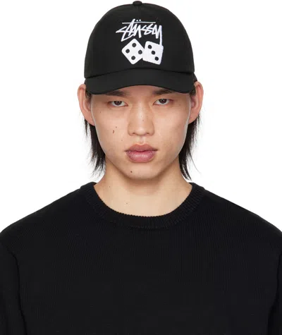 Stussy Black Stock Dice Low Pro Cap