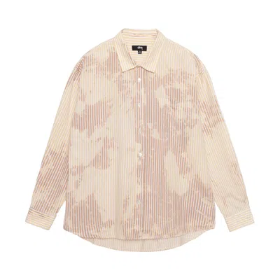 Pre-owned Stussy Bleached Poplin Classic Long-sleeve Shirt 'tan' | Men's Size L